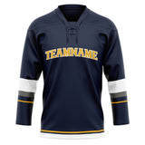 Custom Unisex Navy & White Pattern Hockey Jersey