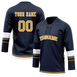 Custom Unisex Navy & White Pattern Hockey Jersey