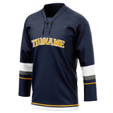 Custom Unisex Navy & White Pattern Hockey Jersey