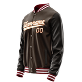 Custom Brown Gray Solid Color Varsity Letterman Jacket JA02240617XF068