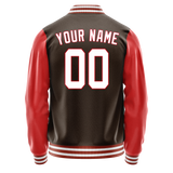 Custom Brown Texas-Orange Solid Color Varsity Letterman Jacket JA02240617XF061