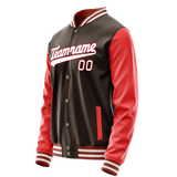 Custom Brown Texas-Orange Solid Color Varsity Letterman Jacket JA02240617XF061