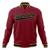 Custom Crimson & Black Solid Color Varsity Jacket JA01240607CK121