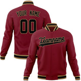 Custom Crimson & Black Solid Color Varsity Jacket JA01240607CK121