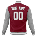 Custom Crimson & Gray Solid Color Varsity Jacket JA01240607CK125