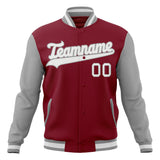 Custom Crimson & Gray Solid Color Varsity Jacket JA01240607CK125