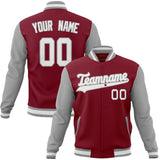 Custom Crimson & Gray Solid Color Varsity Jacket