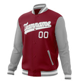 Custom Crimson & Gray Solid Color Varsity Jacket JA01240607CK125