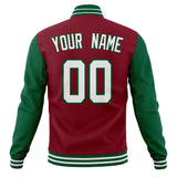 Custom Crimson & Kelly-Green Solid Color Varsity Jacket JA01240607CK129