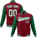 Custom Crimson & Kelly-Green Solid Color Varsity Jacket JA01240607CK129