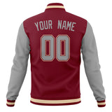 Custom Crimson & Gray Solid Color Varsity Jacket JA01240607CK132