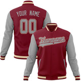 Custom Crimson & Gray Solid Color Varsity Jacket JA01240607CK132