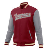 Custom Crimson & Gray Solid Color Varsity Jacket JA01240607CK132