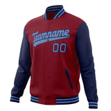 Custom Crimson & Navy Solid Color Varsity Jacket JA01240607CK133