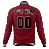 Custom Crimson & Black Solid Color Varsity Jacket JA01240607CK135