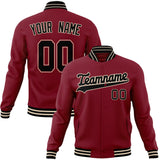 Custom Crimson & Black Solid Color Varsity Jacket JA01240607CK135