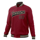 Custom Crimson & Black Solid Color Varsity Jacket JA01240607CK135