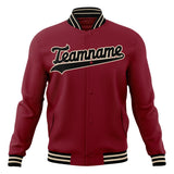 Custom Crimson & Black Solid Color Varsity Jacket JA01240607CK139