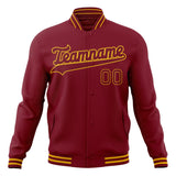 Custom Crimson & Gold Solid Color Varsity Jacket JA01240607CK140