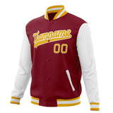 Custom Crimson & White Solid Color Varsity Jacket JA01240607CK141