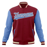 Custom Crimson & Light-Blue Solid Color Varsity Jacket JA01240607CK142