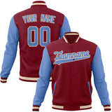 Custom Crimson & Light-Blue Solid Color Varsity Jacket JA01240607CK142