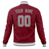 Custom Crimson & Gray Solid Color Varsity Jacket JA01240607CK143