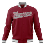 Custom Crimson & Gray Solid Color Varsity Jacket JA01240607CK143