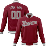 Custom Crimson & Gray Solid Color Varsity Jacket