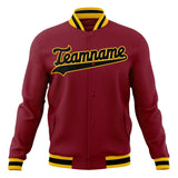 Custom Crimson & Black Solid Color Varsity Jacket JA01240607CK144