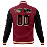 Custom Crimson & Black Solid Color Varsity Jacket JA01240607CK145