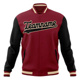 Custom Crimson & Black Solid Color Varsity Jacket JA01240607CK145