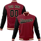 Custom Crimson & Black Solid Color Varsity Jacket JA01240607CK145