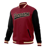 Custom Crimson & Black Solid Color Varsity Jacket JA01240607CK145