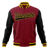 Custom Crimson & Black Solid Color Varsity Jacket JA01240607CK146