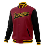 Custom Crimson & Black Solid Color Varsity Jacket JA01240607CK146