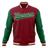 Custom Crimson & Kelly-Green Solid Color Varsity Jacket JA01240607CK147