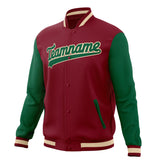 Custom Crimson & Kelly-Green Solid Color Varsity Jacket JA01240607CK147