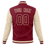 Custom Crimson & Cream Solid Color Varsity Jacket JA01240607CK149