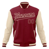 Custom Crimson & Cream Solid Color Varsity Jacket JA01240607CK149