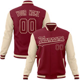 Custom Crimson & Cream Solid Color Varsity Jacket JA01240607CK149