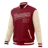 Custom Crimson & Cream Solid Color Varsity Jacket JA01240607CK149