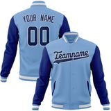 Custom Light-Blue & Royal Solid Color Varsity Jacket