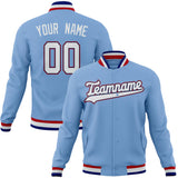 Custom Light-Blue & White Solid Color Varsity Jacket JA01240607CK282