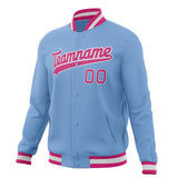 Custom Light-Blue & Pink Solid Color Varsity Jacket JA01240607CK283