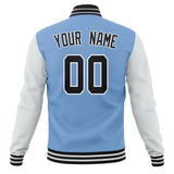 Custom Light-Blue & White Solid Color Varsity Jacket JA01240607CK284