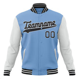 Custom Light-Blue & White Solid Color Varsity Jacket JA01240607CK284