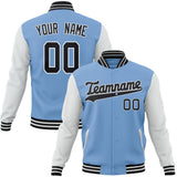 Custom Light-Blue & White Solid Color Varsity Jacket