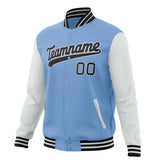 Custom Light-Blue & White Solid Color Varsity Jacket JA01240607CK284