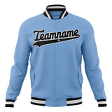 Custom Light-Blue & Black Solid Color Varsity Jacket JA01240607CK287